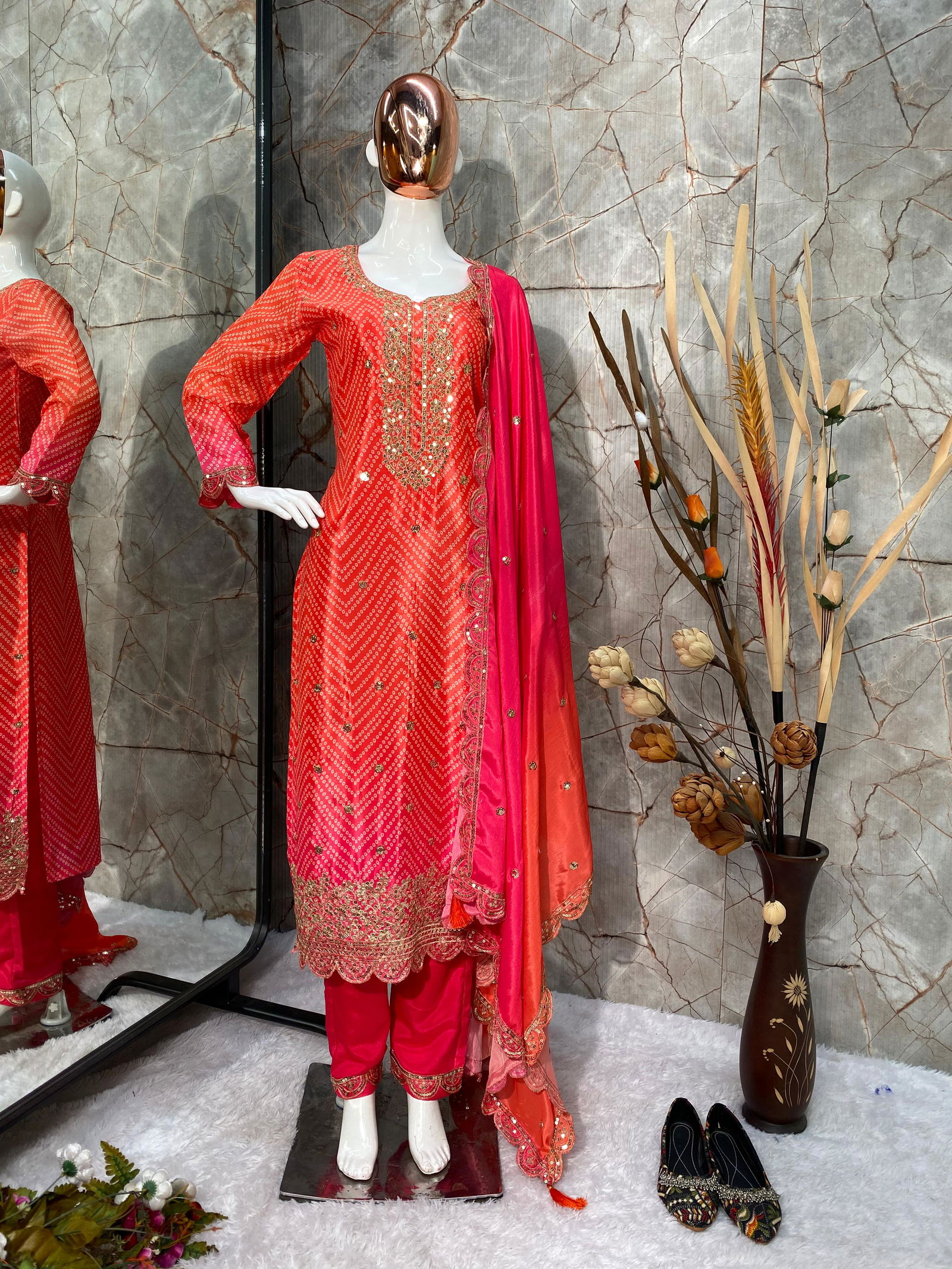 LG 1880 Chinon Silk Designer Printed Kurti With Bottom Dupatta Wholesale Market In Surat